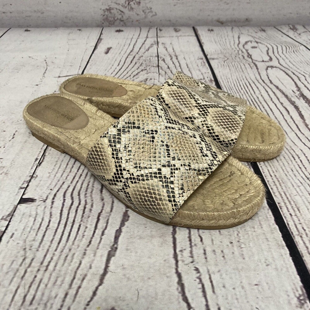 Saks Fifth Avenue Snake Print Flat Sandals Women Size 9 Slip On Shoes Multicolor